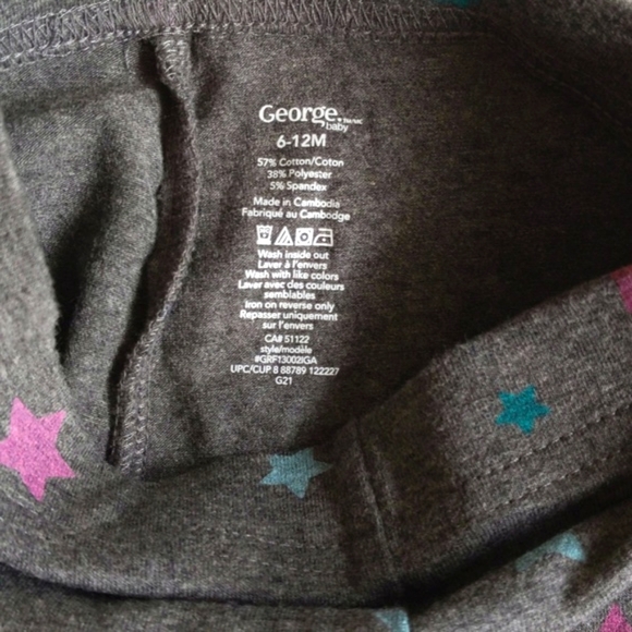 george charcoal gray with colorful stars leggings 12 months baby girl - Picture 4 of 5